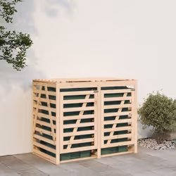 vidaXL Double Wheelie Bin Storage Garden Trash Cover Bin Store Solid Wood Pine - natural pine - Additional view 2