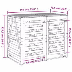vidaXL Double Wheelie Bin Storage Garden Trash Cover Bin Store Solid Wood Pine - natural pine - Additional view 3