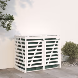 vidaXL Double Wheelie Bin Storage Garden Trash Cover Bin Store Solid Wood Pine - white pine