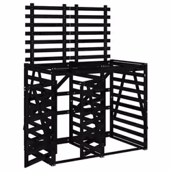 vidaXL Double Wheelie Bin Storage Garden Trash Cover Bin Store Solid Wood Pine - black pine