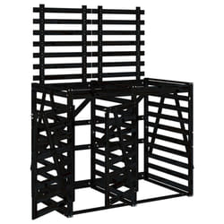 vidaXL Double Wheelie Bin Storage Garden Trash Cover Bin Store Solid Wood Pine - black pine