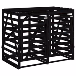 vidaXL Double Wheelie Bin Storage Garden Trash Cover Bin Store Solid Wood Pine - black pine - Additional view 4