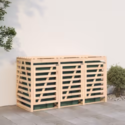 vidaXL Triple Wheelie Bin Storage Garden Trash Cover Bin Store Solid Wood Pine - natural pine - Additional view 2