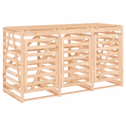 vidaXL Triple Wheelie Bin Storage Garden Trash Cover Bin Store Solid Wood Pine - natural pine - Additional view 4