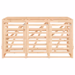 vidaXL Triple Wheelie Bin Storage Garden Trash Cover Bin Store Solid Wood Pine - natural pine - Additional view 5