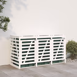 vidaXL Triple Wheelie Bin Storage Garden Trash Cover Bin Store Solid Wood Pine - white pine