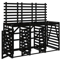 vidaXL Triple Wheelie Bin Storage Garden Trash Cover Bin Store Solid Wood Pine - black pine