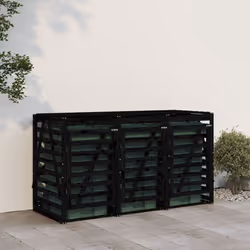 vidaXL Triple Wheelie Bin Storage Garden Trash Cover Bin Store Solid Wood Pine - black pine