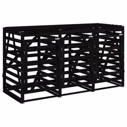 vidaXL Triple Wheelie Bin Storage Garden Trash Cover Bin Store Solid Wood Pine - black pine - Additional view 4