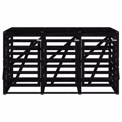 vidaXL Triple Wheelie Bin Storage Garden Trash Cover Bin Store Solid Wood Pine - black pine - Additional view 5