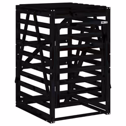 vidaXL Triple Wheelie Bin Storage Garden Trash Cover Bin Store Solid Wood Pine - black pine - Additional view 7