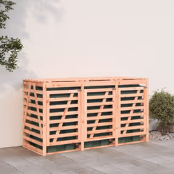 vidaXL Triple Wheelie Bin Storage Garden Trash Cover Bin Store Solid Wood Pine - natural douglas