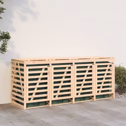 vidaXL Quadruple Wheelie Bin Storage Trash Cover Bin Store Solid Wood Pine - natural pine - Additional view 2