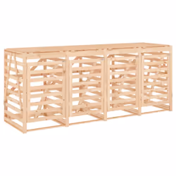 vidaXL Quadruple Wheelie Bin Storage Trash Cover Bin Store Solid Wood Pine - natural pine - Additional view 4