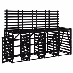 vidaXL Quadruple Wheelie Bin Storage Trash Cover Bin Store Solid Wood Pine - black pine