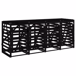 vidaXL Quadruple Wheelie Bin Storage Trash Cover Bin Store Solid Wood Pine - black pine - Additional view 4