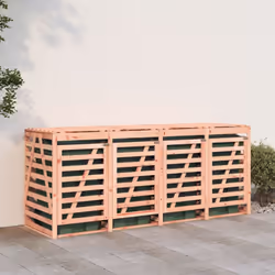vidaXL Quadruple Wheelie Bin Storage Trash Cover Bin Store Solid Wood Pine - natural douglas