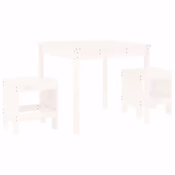 vidaXL Garden Bistro Set Outdoor Table and Chair Set 3 Piece Solid Wood Pine - white pine