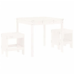vidaXL Garden Bistro Set Outdoor Table and Chair Set 3 Piece Solid Wood Pine - white pine