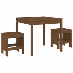 vidaXL Garden Bistro Set Outdoor Table and Chair Set 3 Piece Solid Wood Pine - honey brown pine