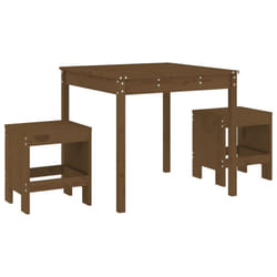 vidaXL Garden Bistro Set Outdoor Table and Chair Set 3 Piece Solid Wood Pine - honey brown pine