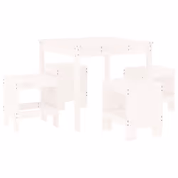 vidaXL Garden Dining Set Outdoor Table and Chair Set 5 Piece Solid Wood Pine - white pine