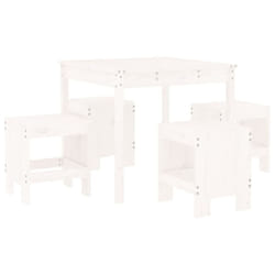 vidaXL Garden Dining Set Outdoor Table and Chair Set 5 Piece Solid Wood Pine - white pine