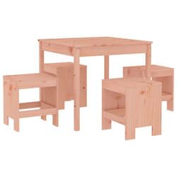 vidaXL Garden Dining Set Outdoor Table and Chair Set 5 Piece Solid Wood Pine - natural douglas