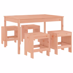 vidaXL Garden Dining Set Outdoor Table and Chair Set 5 Piece Solid Wood Pine - natural douglas