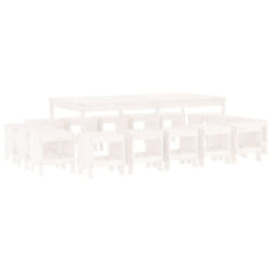 vidaXL Garden Dining Set Outdoor Table and Chair 17 Piece Solid Wood Pine - white pine
