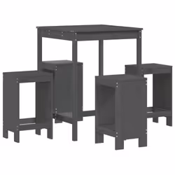 vidaXL Garden Bar Set Outdoor Bar Table Set Bar Stool 5 Piece Solid Wood Pine - grey pine