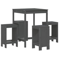 vidaXL Garden Bar Set Outdoor Bar Table Set Bar Stool 5 Piece Solid Wood Pine - grey pine