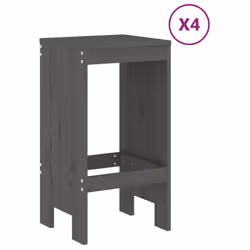 vidaXL Garden Bar Set Outdoor Bar Table Set Bar Stool 5 Piece Solid Wood Pine - grey pine
