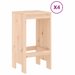 vidaXL Garden Bar Set Outdoor Bar Table Set Bar Stool 5 Piece Solid Wood Pine - natural pine