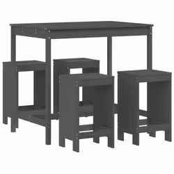vidaXL Garden Bar Set Outdoor Bar Table Set Bar Stool 5 Piece Solid Wood Pine - grey pine
