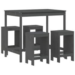 vidaXL Garden Bar Set Outdoor Bar Table Set Bar Stool 5 Piece Solid Wood Pine - grey pine