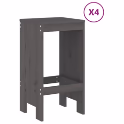 vidaXL Garden Bar Set Outdoor Bar Table Set Bar Stool 5 Piece Solid Wood Pine - grey pine