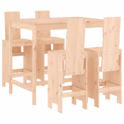 vidaXL Garden Bar Set Outdoor Bar Table Set Bar Stool 5 Piece Solid Wood Pine - natural pine