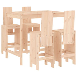vidaXL Garden Bar Set Outdoor Bar Table Set Bar Stool 5 Piece Solid Wood Pine - natural pine