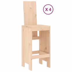 vidaXL Garden Bar Set Outdoor Bar Table Set Bar Stool 5 Piece Solid Wood Pine - natural pine