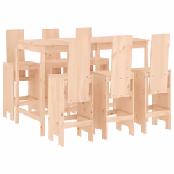 vidaXL Garden Bar Set Outdoor Bar Table Set Bar Stool 7 Piece Solid Wood Pine - natural pine