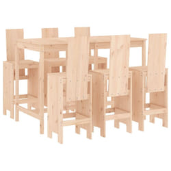 vidaXL Garden Bar Set Outdoor Bar Table Set Bar Stool 7 Piece Solid Wood Pine - natural pine