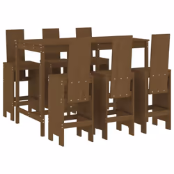 vidaXL Garden Bar Set Outdoor Bar Table Set Bar Stool 7 Piece Solid Wood Pine - honey brown pine