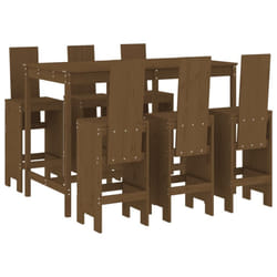 vidaXL Garden Bar Set Outdoor Bar Table Set Bar Stool 7 Piece Solid Wood Pine - honey brown pine