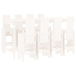 vidaXL Garden Bar Set Outdoor Bar Table Set Bar Stool 9 Piece Solid Wood Pine - white pine