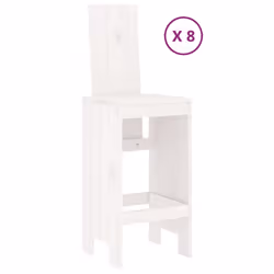 vidaXL Garden Bar Set Outdoor Bar Table Set Bar Stool 9 Piece Solid Wood Pine - white pine