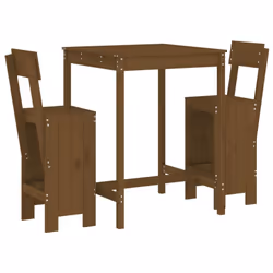 vidaXL Garden Bar Set Outdoor Bar Table Set Bar Stool 3 Piece Solid Wood Pine - honey brown pine