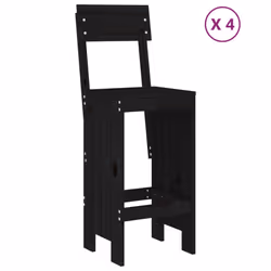 vidaXL Garden Bar Set Outdoor Bar Table Set Bar Stool 5 Piece Solid Wood Pine - black pine