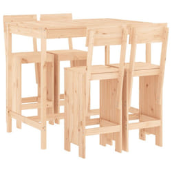 vidaXL Garden Bar Set Outdoor Bar Table Set Bar Stool 5 Piece Solid Wood Pine - natural pine