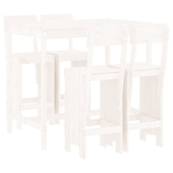 vidaXL Garden Bar Set Outdoor Bar Table Set Bar Stool 5 Piece Solid Wood Pine - white pine